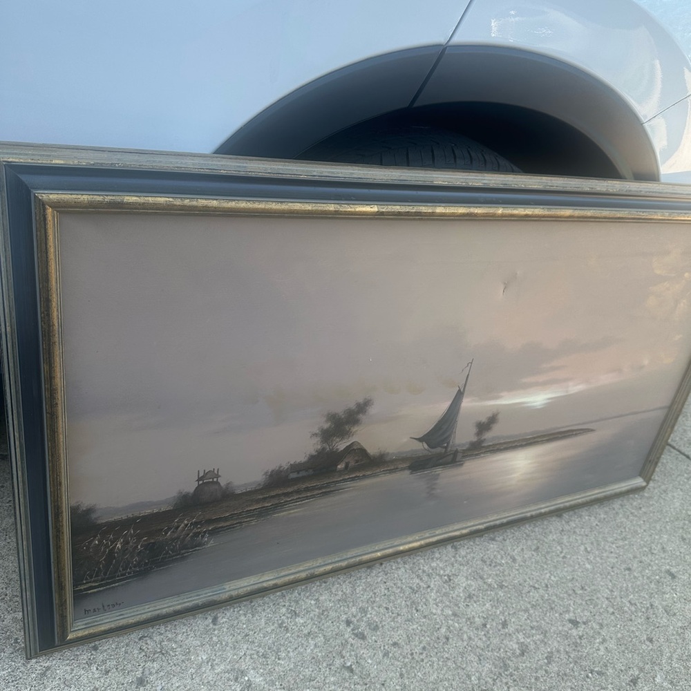 Vintage Seascape Sailboat Framed Art - Neutral Tones